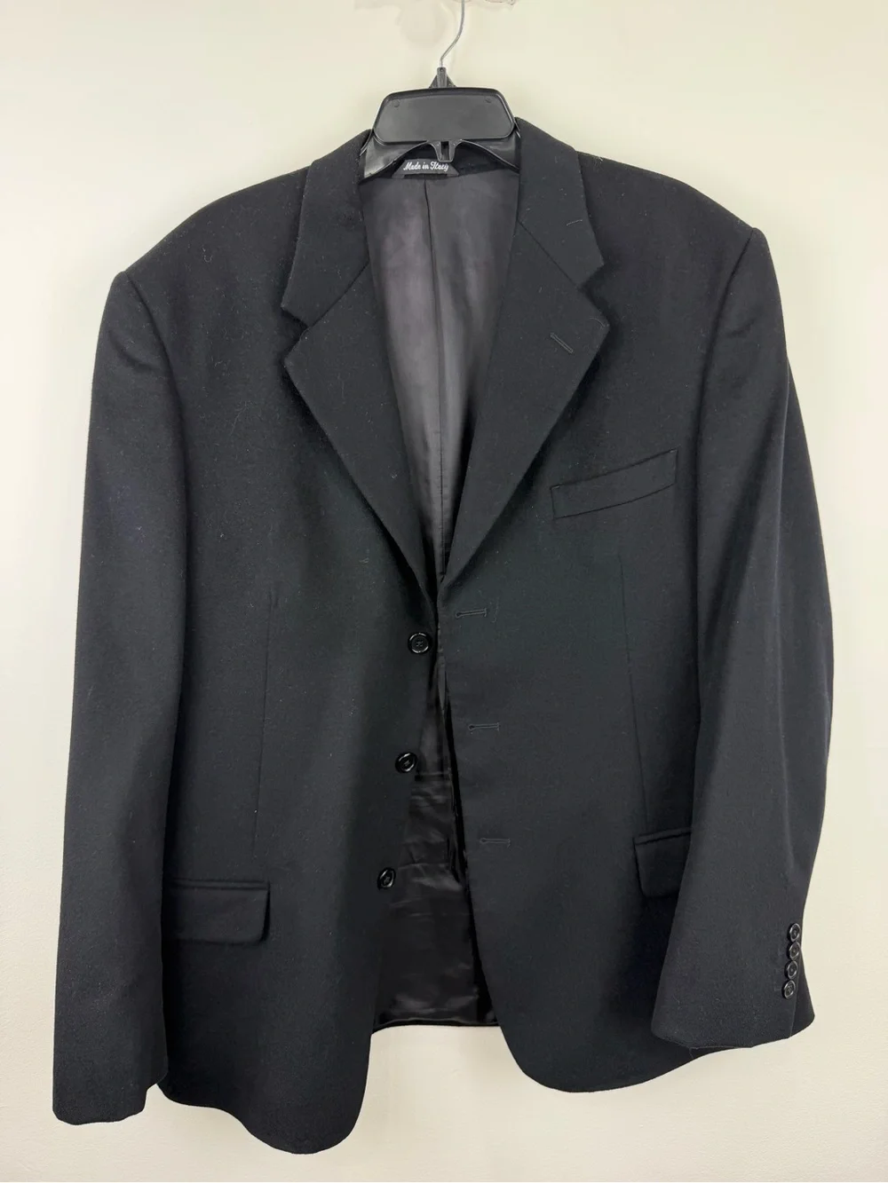 Giorgio Valentini Made in Italy Wool Cashmere Silk Black Blazer Size 44L